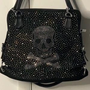 Black Rheinstone Skull tote bag. Long Shoulder strap and hand straps!